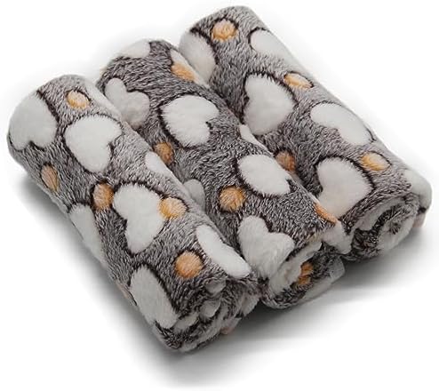 1 Pack 3 Puppy Blankets Super Soft Warm Sleep Mat Grey Cute Print Blanket by SORKUT