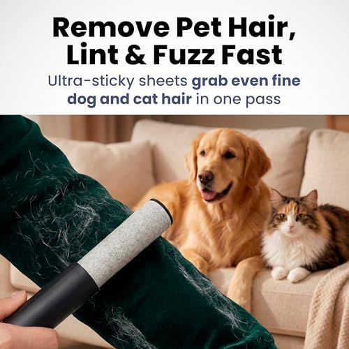 Retractable Mini Lint Roller for Pet Hair, 90 Sheets, 1 Pack + 2 Refills - Image 3