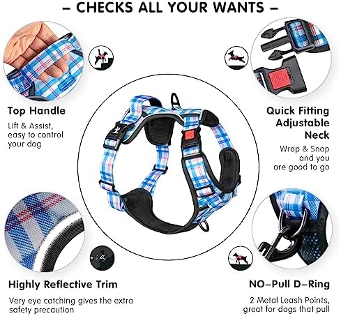PoyPet Plaid Dog Harness Large, No Pull Vest - Image 3