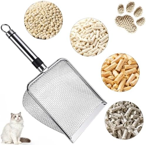 Stainless Steel Cat Litter Scoop, 3.8mm Fine Mesh & 5mm Metal Scooper - Image 3