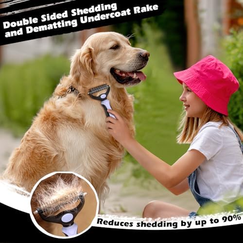 Professional 3PCS Self Cleaning Slicker Brush & Pet Grooming Rake & Flea Comb - Image 3