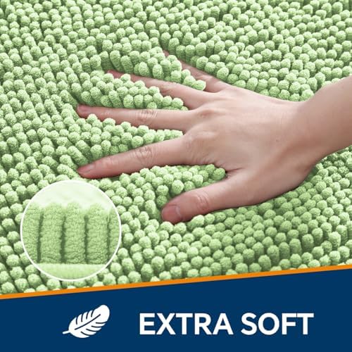 Chenille Bathroom Runner Rug 17"x47" Seafoam Green, Plush Bath Mat - Image 3