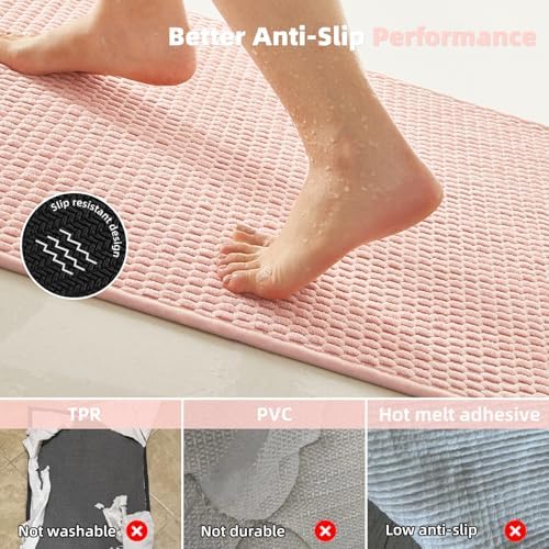 TYUU Bathroom Runner Rugs, Long Bath Mat Runner Washable Thin Quick Dry Low - Image 3