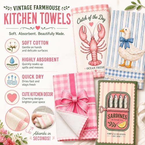 2 Pack Red Flower Kitchen Towels, Floral Decorative Dish Towel Set - Image 4