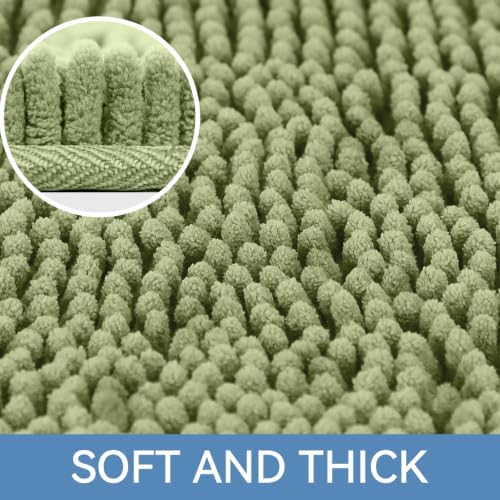 Bcoimo Bath Rug Mat, Sage Chenille High Absorbent Bathroom Mat - Image 3