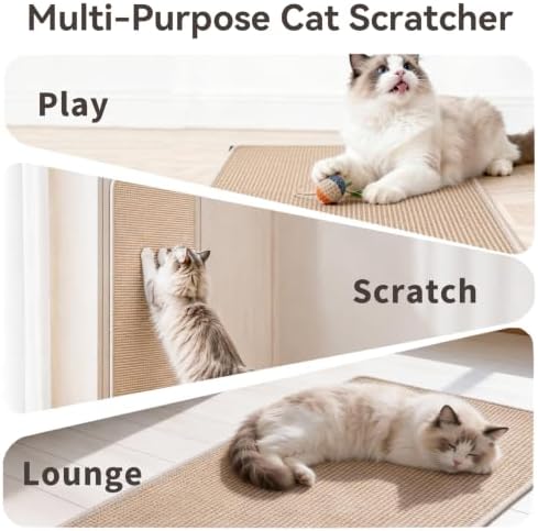Cat Scratcher Mat, 23.6"x15.7" Natural Sisal Cat Scratch Pad - Image 6