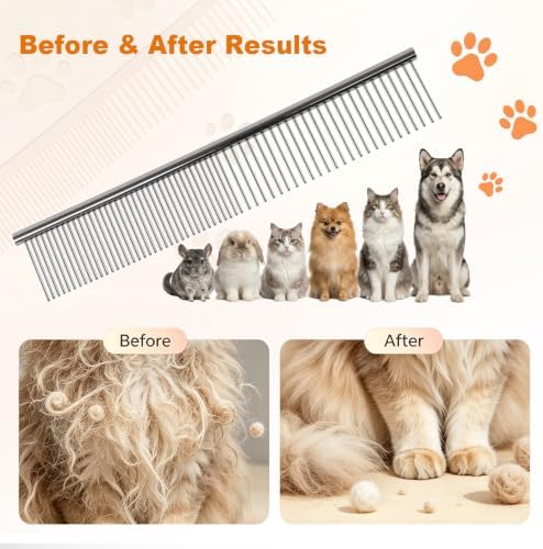 Stainless Steel Pet Comb Set, 4 Pack Metal Grooming Combs - Image 5