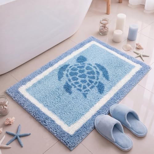 Boao Ocean Turtle Bath Mat Tufted Non-Slip Absorbent, 24 x16 Inches by Boao