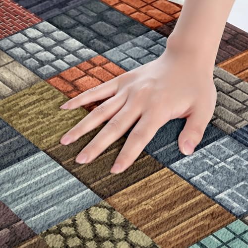 Manfei Cartoon Gamepad Microfiber Bathroom Rugs, Block Theme Non Slip Bath Mat - Image 3