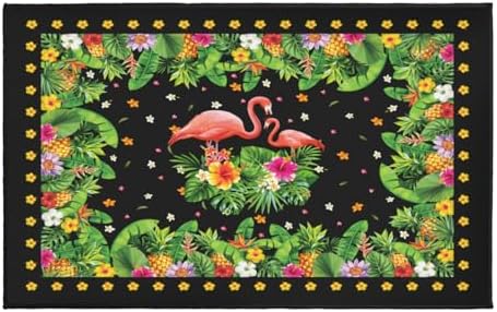 Giwawa Tropical Flamingo Bath Rug Palm Leaves Bathtub Mat Soft Absorbent Non by Giwawa