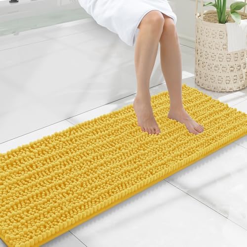 Smiry Bathroom Rugs 47X17, Extra Soft Rubber Backing Chenille Bath Mats by Smiry