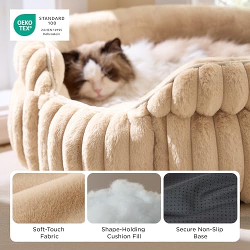 Bedsure ComfyFleece® Washable Cute Large Cat Bed, Soft Round Puppy Bed - Image 4