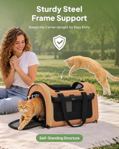 Backpackable Cat Carrier 17"x11"x11", Soft-Sided Collapsible Pet Carrier - Image 4