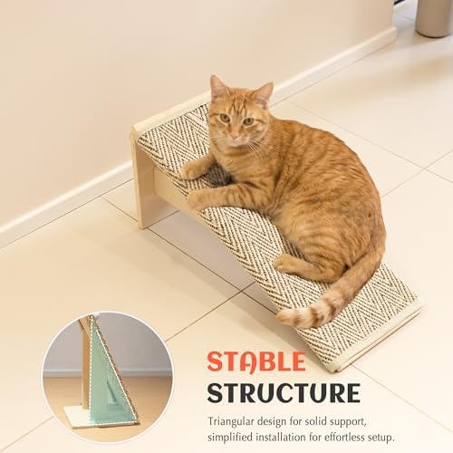 PETKARAY Inclined Cat Scratcher Ramp, 24.8'' Sisal Cat Scratcher - Image 4
