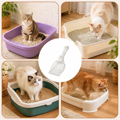 Plastic Cat Litter Scoop, Durable Deep Shovel Wide Slats Milky White - Image 4