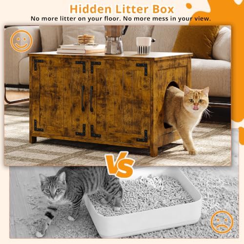 IRONCK 31.5 in Wooden Cat Litter Box Enclosure - Image 6