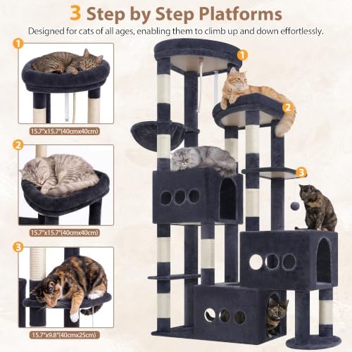 Gitelsnour Sturdy Cat Tree Tower, 3 XXL Condos - Image 3