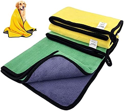 Dog Towel - 2 Pack Large Dog Bath Towel Super Absorbent Microfiber Beach Towels by Kwispel