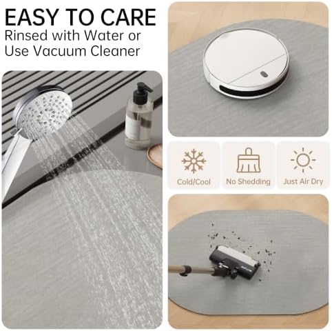 Mecko Small Oval 16"x24" Bath Mat Light Grey - Image 7