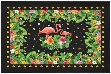 Giwawa Tropical Flamingo Bath Rug Palm Leaves Bathtub Mat Soft Absorbent Non by Giwawa