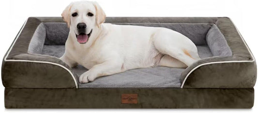 Comfort Expression Jumbo Breed Dog Bed, Large Dog Bed for Extra Large Dogs, Waterproof Orthopedic Dogs Beds, PV Washable Sofa Beds with Removable Cover & Non-Slip Bottom(Jumbo,Dark Green)