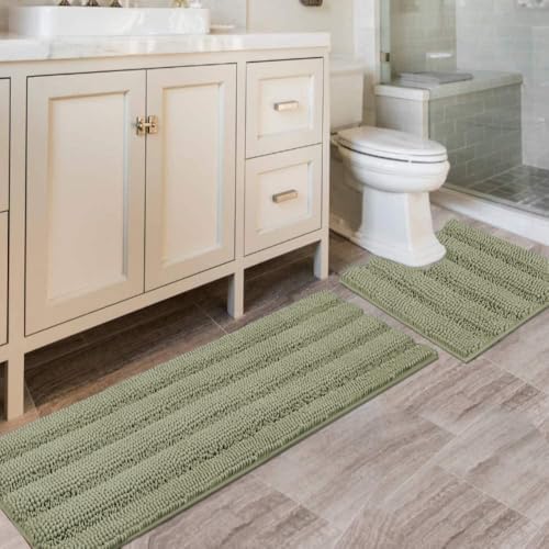 H.VERSAILTEX Bathroom Rug Sets 2 Piece Bath Mats Non Slip Thick Soft Chenille by HVERSAILTEX