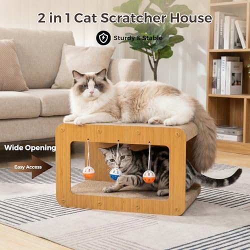 Avont 2-in-1 Cardboard Cat Scratcher House - Image 4