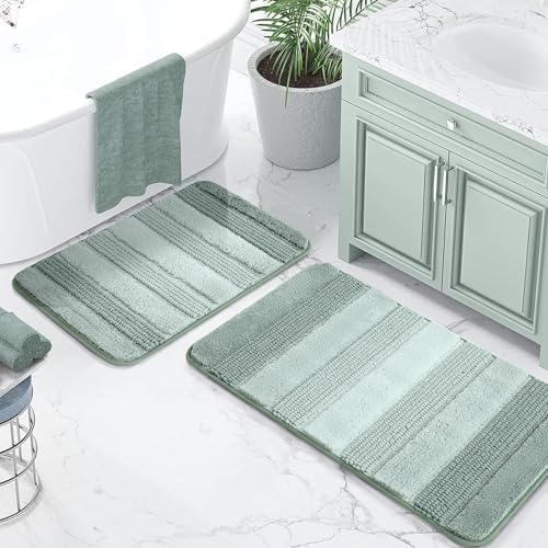 Kmson 2 Pcs Ombre Chenille Bathroom Rugs Set, Non-Slip Shower Mats by KMSON