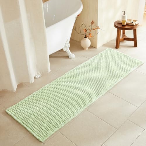 TYUU Waffle Runner Rug Bathroom, Long Boho Bath Mat, 72x24 Pale Green by TYUU