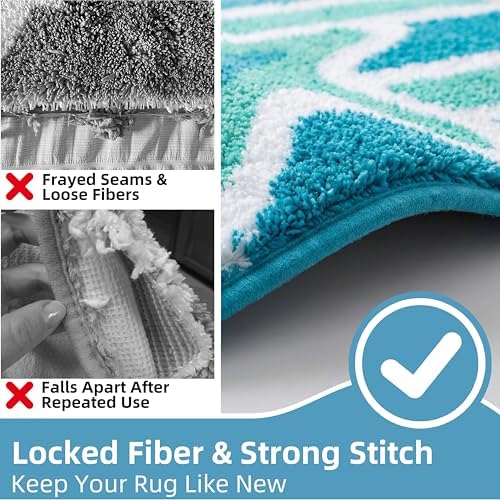 Blue Beach Runner Bathroom Rugs Non Slip Absorbent Microfiber - Image 6