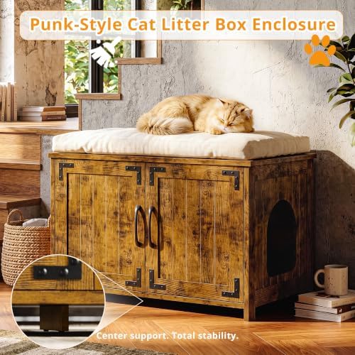 IRONCK 31.5 in Wooden Cat Litter Box Enclosure - Image 5