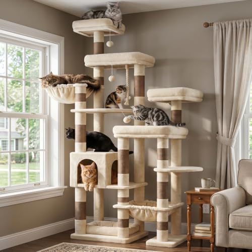 Hey-brother Cat Tree Tower, Wide Base, 5 Platforms by Hey-brother
