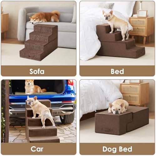 EHEYCIGA Dog Stairs for Bed 18" H, 4-Step Extra Wide Dog Steps - Image 7