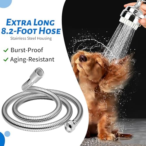Pet Shower Attachment with 8.2ft Hose & Silicone Brush，Three modes Dog Bathing - Image 4