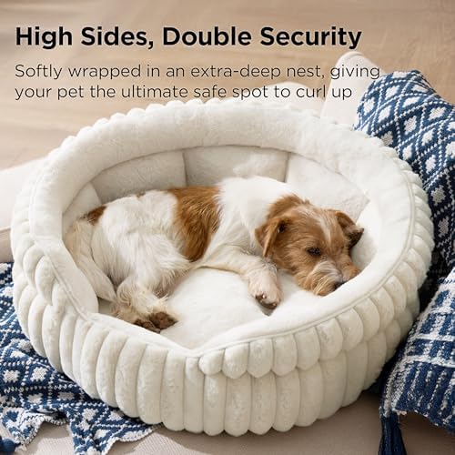 Bedsure ComfyFleece® Washable Cute Small Medium Dog Bed, Round Pet Bed - Image 2