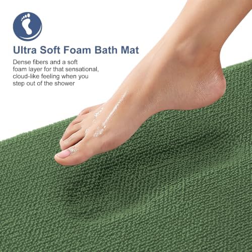 OLANLY Memory Foam Bathroom Runner Rugs 47x17, Long Bath Mats, Olive Green - Image 2
