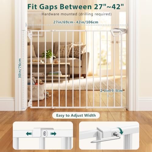 27"-42" Extra Wide Dog Gates for Doorways - Image 2