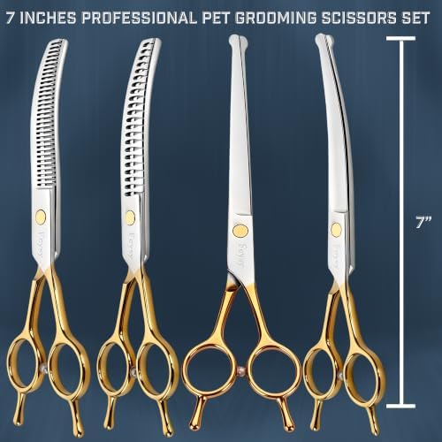 Dog Grooming Scissors Kit, Curved Pet Grooming Shears Set - Image 5