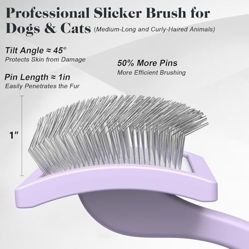 2PCS Slicker Brush for Dogs & Pet Comb, Professional Dog Grooming Brush - Image 3