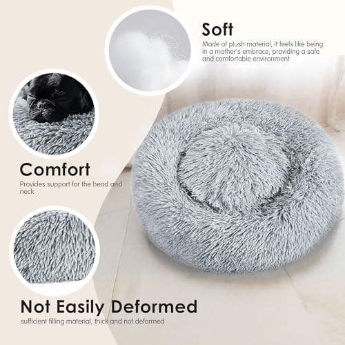 28in Large Dog Bed, Calming Donut Bed - Image 5