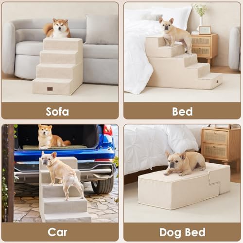 EHEYCIGA Dog Stairs for Bed 18" H, 4-Step Extra Wide Dog Steps - Image 7