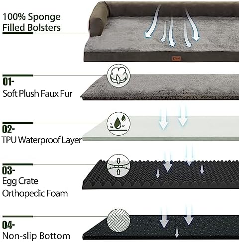 Orthopedic Washable Dog Bed for Large Dogs, Dark Green - Image 3