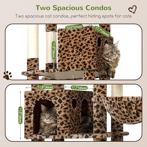 Globlazer Giant Cat Tree for Indoor Large Cats, Leopard Print - Image 3