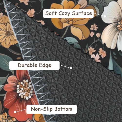 Giwawa Vintage Floral Bath Rug Boho Flower Bathroom Mat Soft Quick Dry Non Slip - Image 4