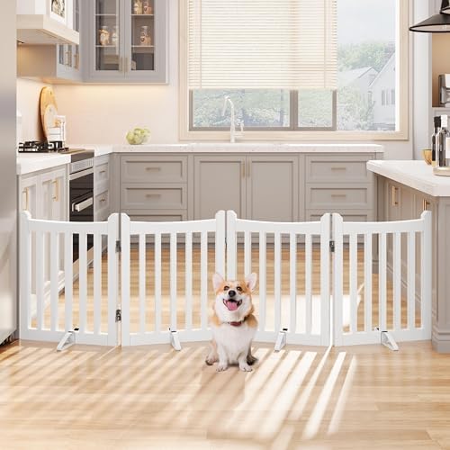 Yaheetech 24in 4-Panel Wooden Freestanding Pet Gate - Image 3