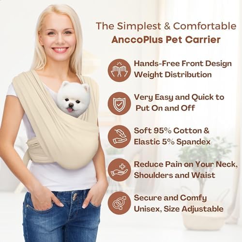AnccoPlus Small Dog Sling Carrier, Hands-Free - Image 4
