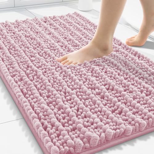 Smiry Bathroom Rugs 30X20, Extra Soft Rubber Backing Chenille Bath Mats by Smiry