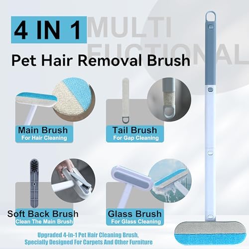 Pet Hair Remover Set, Magic Brush 4-in-1 Extended Handle & Electrostatic Glove - Image 3