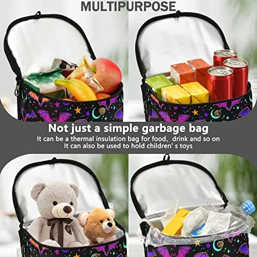 Colorful Bats Car Trash Can Star Moon Black Car Garbage Bag - Image 6