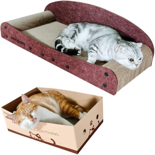 miwoowim 26'' Large Cardboard Cat Scratcher Bed and Box Set - Image 6